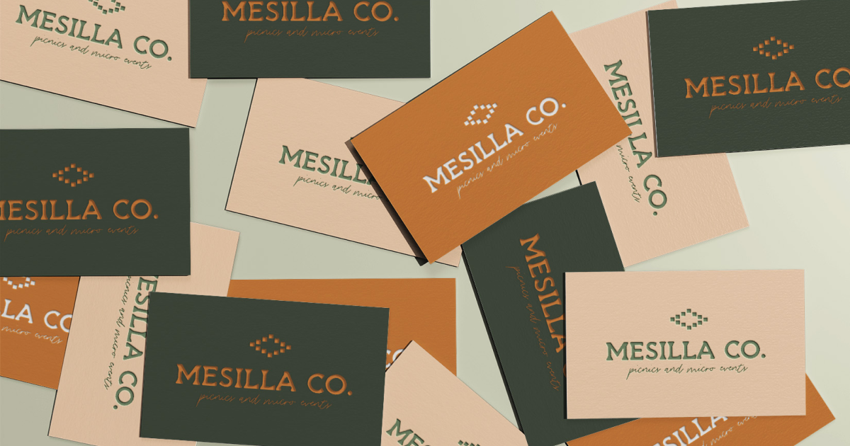 A mock-up of business cards for Mesilla Co. designed by Kin & Co. Design Studio a strategic brand and website designer. This is the featured image for the blog post of my top 5 email marketing platforms.